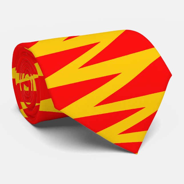 Cravate Zigzag - Ambre en rouge (Roulé)