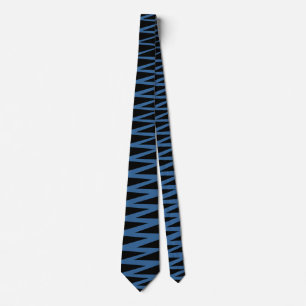 Cravate Zigzag - Bleu du désert sur noir