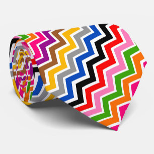 Cravate Zigzag Chevron multicolore Conception Motif