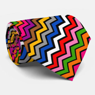Cravate Zigzag multicolore Chevron Design noir