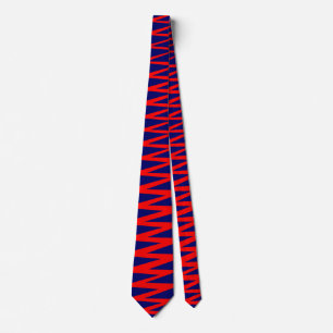 Cravate Zigzag - Rouge sur bleu foncé 000066
