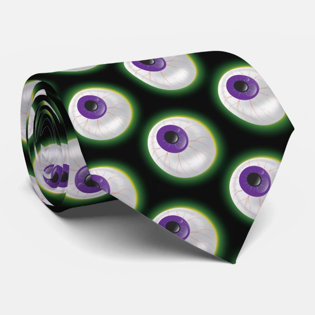 Cravate Zombie Monster Purple Eyeball Eye Halloween amusan (Roulé)