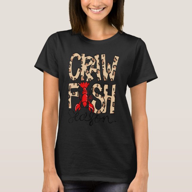 Craw Fischsaison Leopard Print Liebe Crawfish T-Shirt (Vorderseite)