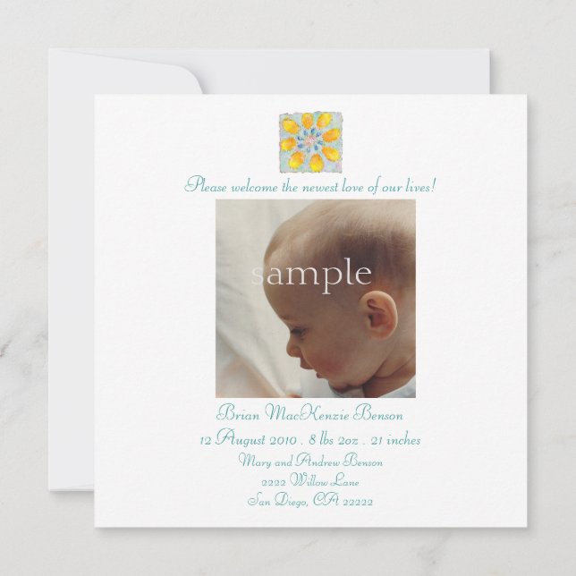 Crawdaddy Birth Ankündigung (Rückseite)