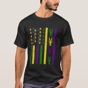 Crawfish American Flag Mardi Gras Outfit USA Patri T-Shirt