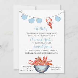 Crawfish Baby Boyd Diaper Douche Invitation