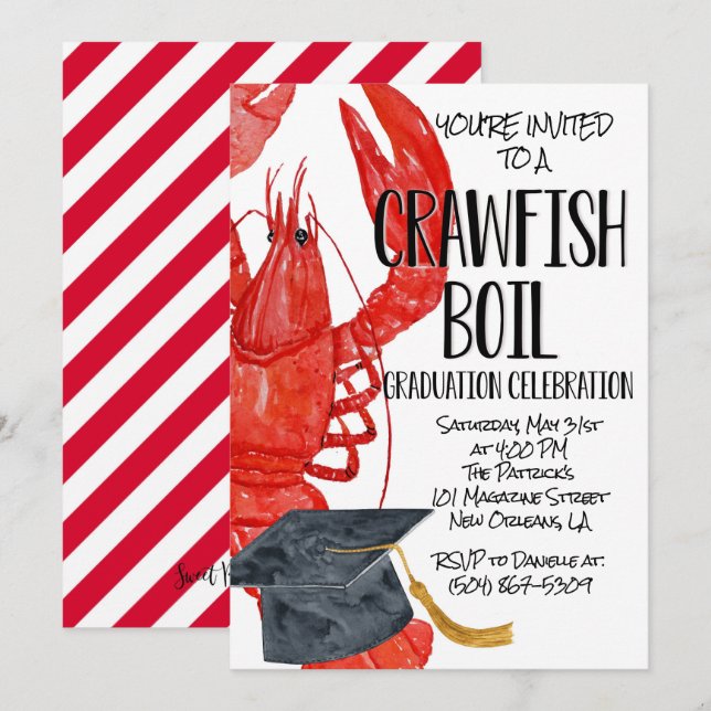 Crawfish Boil Abschluss Einladung (Vorne/Hinten)
