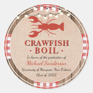 Crawfish Boil Abschluss School Event Runder Aufkleber