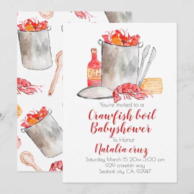 Crawfish Boil Babydusche Party einladen Einladung (Vorne/Hinten)