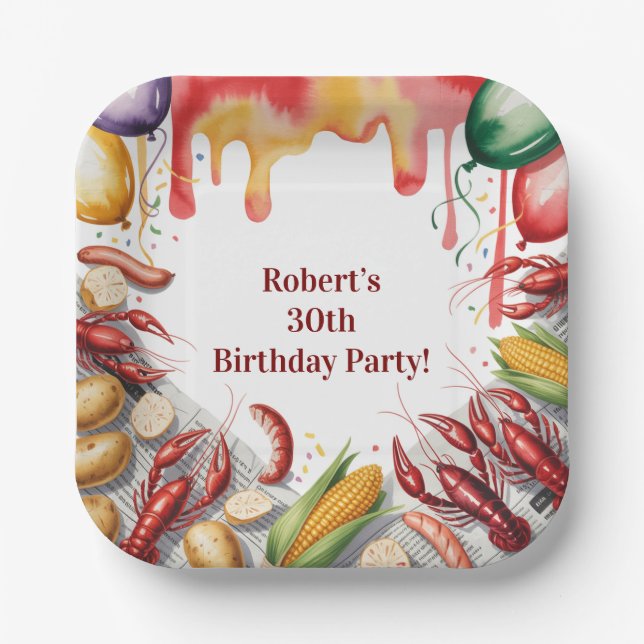 Crawfish Boil Birthday Party For Adults Pappteller (Vorderseite)