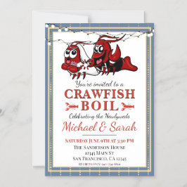 Crawfish Boil Blue Gold Neu verheiratete Verlobung Magneteinladung