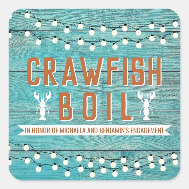 Crawfish Boil Couples Showingparty Quadratischer Aufkleber (Vorderseite)