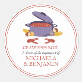 Crawfish Boil Couples Showingparty Runder Aufkleber