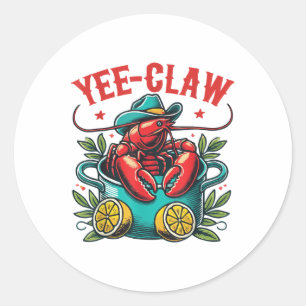 Crawfish Boil Cowboy Hat Texas Louisiana Party Yee Runder Aufkleber