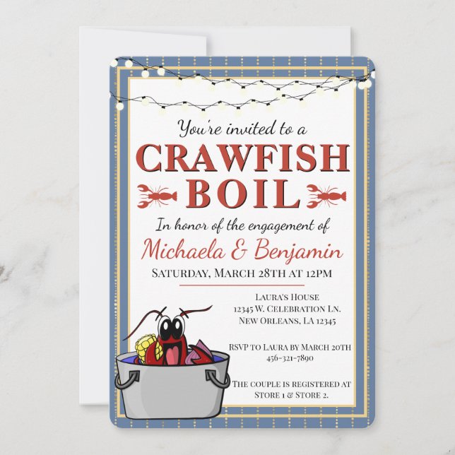 Crawfish Boil Engagement Party Paare Dusche Einladung (Vorderseite)