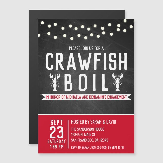 Crawfish Boil Engagement Party Paare Dusche Magneteinladung (Vorne/Hinten)