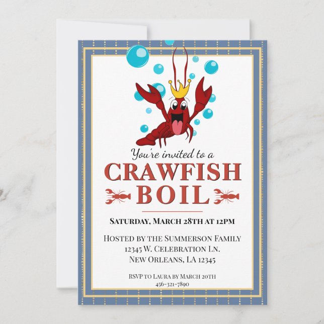 Crawfish Boil Family Summer Seafood Party Einladung (Vorderseite)