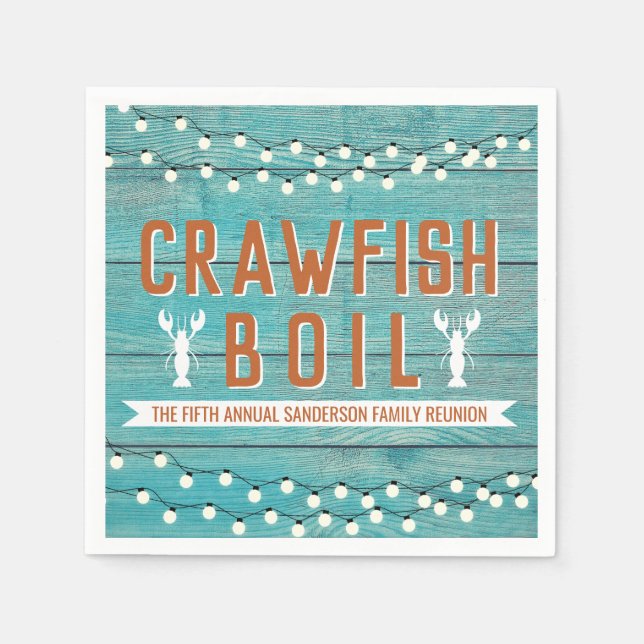 Crawfish Boil Family Wiedersehen Hummer Rustikal A Serviette (Vorderseite)