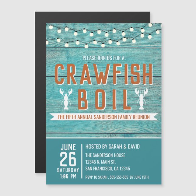Crawfish Boil Family Wiedersehen Meeresfrüchte Par Magneteinladung (Vorne/Hinten)