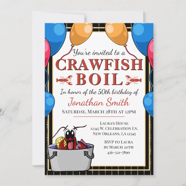 Crawfish Boil Geburtstagsparty Einladung (Vorderseite)