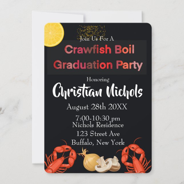 Crawfish Boil Graduation Party Einladung (Vorderseite)