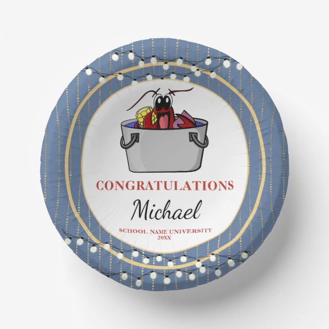 Crawfish Boil Graduation Party Pappteller (Vorderseite)