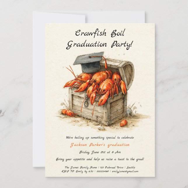 Crawfish Boil Graduation Party | Südstil Einladung (Vorderseite)