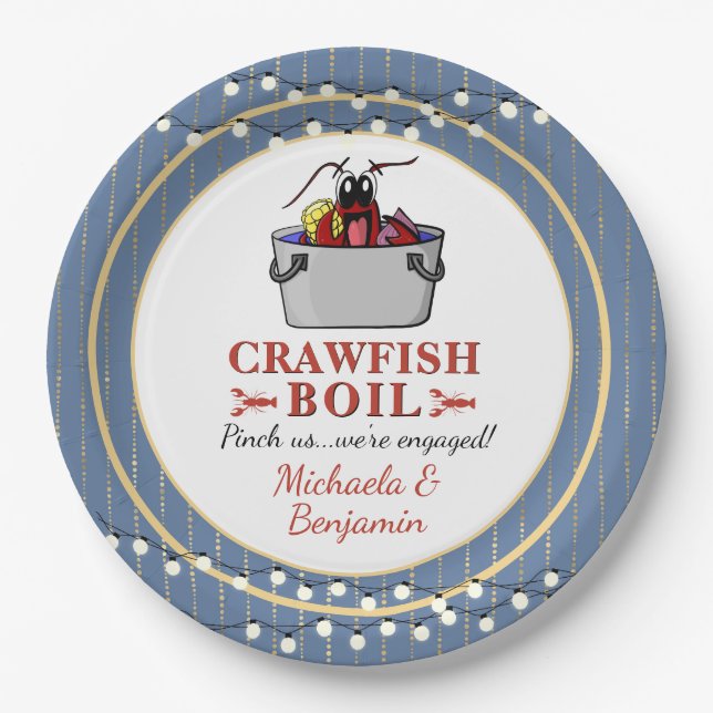 Crawfish Boil GRILLEN Couple Dusche Engagement Par Pappteller (Vorderseite)