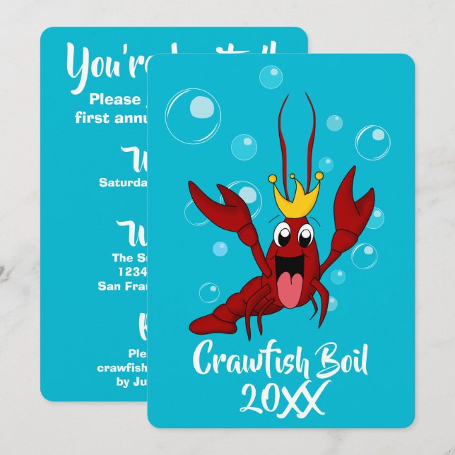Crawfish Boil Jährliche Wiedersehen-Partys Einladung (Vorne/Hinten)