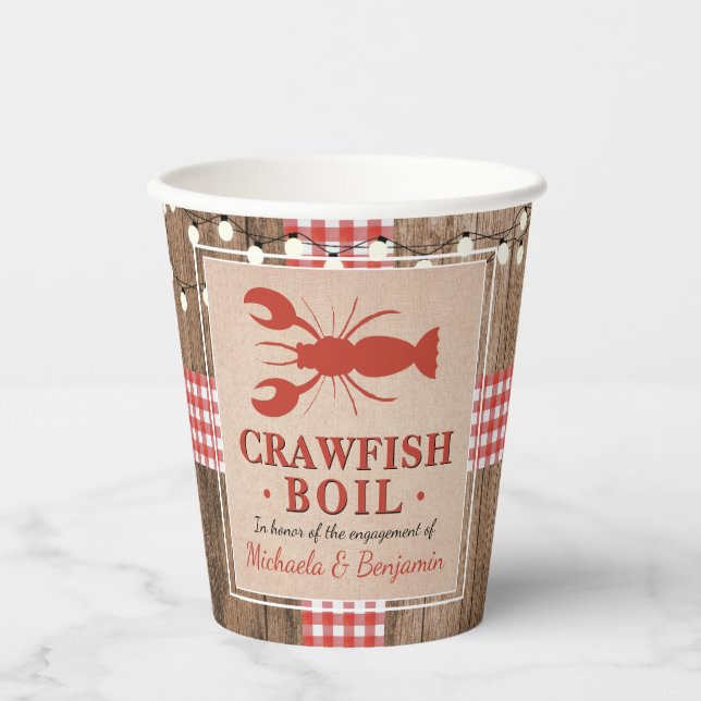 Crawfish Boil Lobster Engagement Party Rustikal Pappbecher (Vorderseite)
