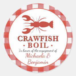 Crawfish Boil Meeresfrüchte Party Rote Picnische V Runder Aufkleber