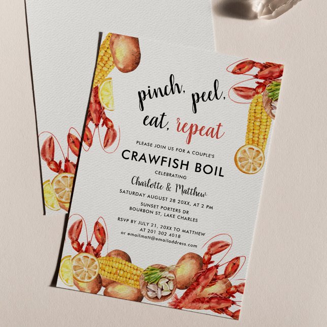 Crawfish Boil Paare Engagement Party Einladung (Crawfish Boil Pinch Peel Engagement Cookout Party Invitation)