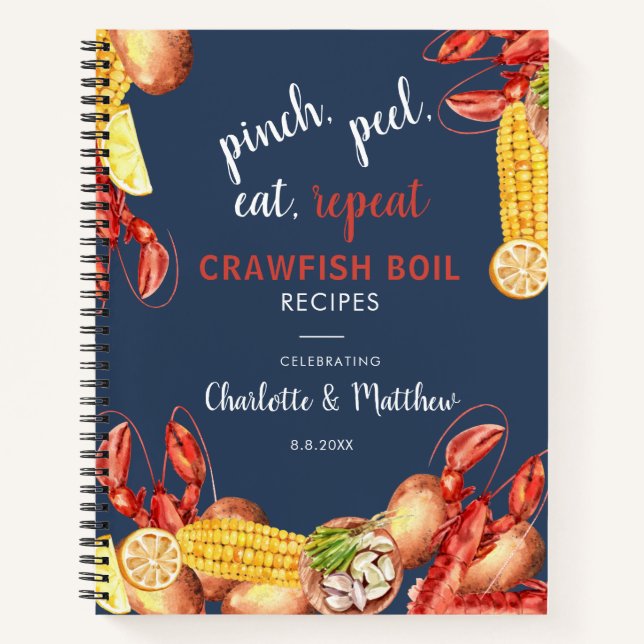 Crawfish Boil Paare Verlobung Rezept Notizbuch (Vorderseite)