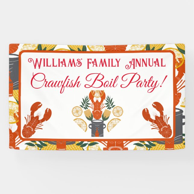 Crawfish Boil Party-Sommer Meeresfrüchte Keks Banner (Horizontal)