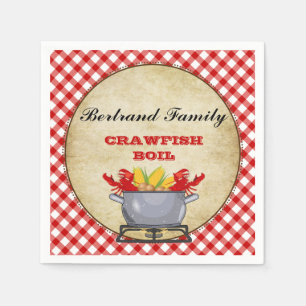 Crawfish Boil Pot Red Karo Gingham Serviette