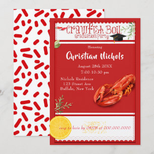 Crawfish Boil Red Graduation Party Einladung