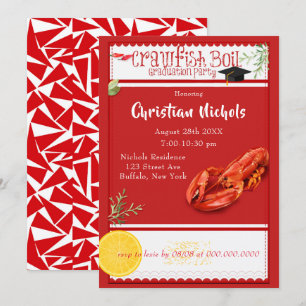 Crawfish Boil Red Graduation Party Einladung