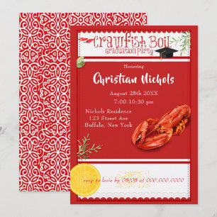 Crawfish Boil Red Graduation Party Einladung