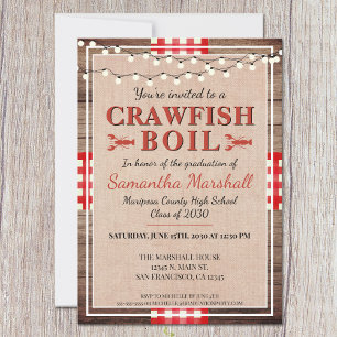 Crawfish Boil Rustic School Graduation Party Einladung