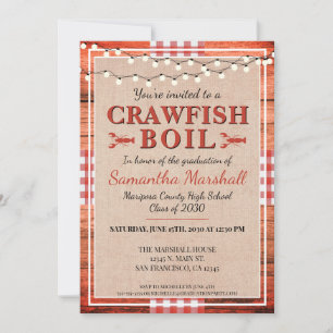 Crawfish Boil Rustic School Graduation Party Einladung