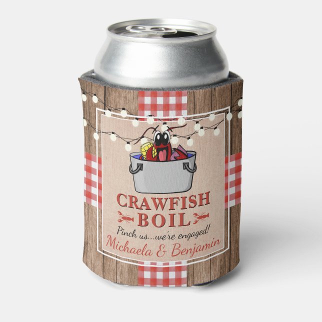 Crawfish Boil Rustikale Paare Engagement Partei Dosenkühler (Kanne Rückseite)
