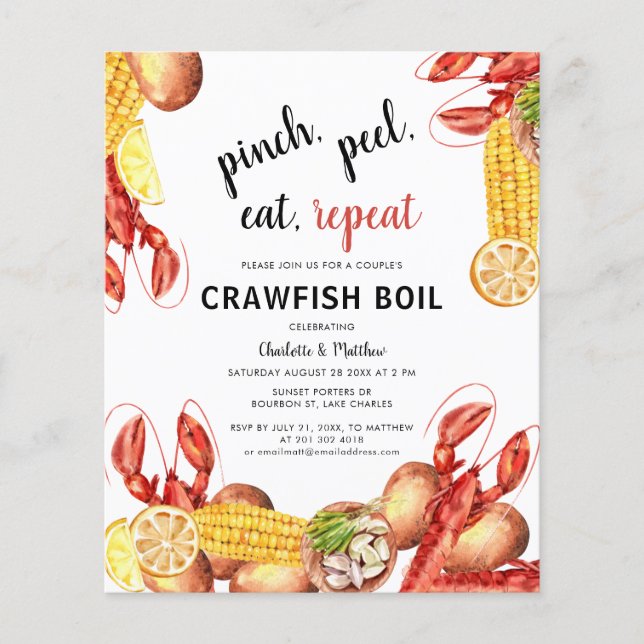 Crawfish Boil Script Engagement Party Invitation (Vorderseite)