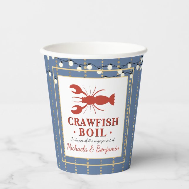 Crawfish Boil Seafood Blue Engagement Party Pappbecher (Vorderseite)