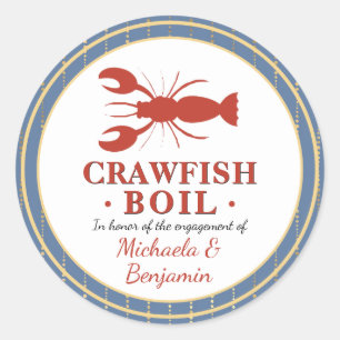 Crawfish Boil Seafood Blue Engagement Party Runder Aufkleber