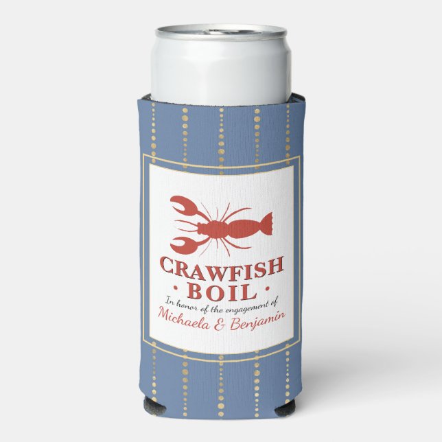 Crawfish Boil Seafood Blue Engagement Party Selters Dosenkühler (Seltzer Vorderseite)