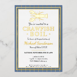 Crawfish Boil Seafood Blue Graduation Party Folieneinladung