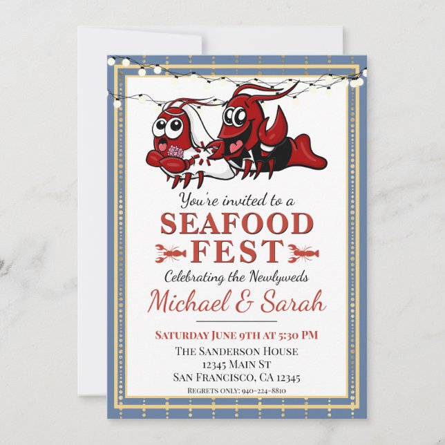 Crawfish Boil Seafood Fest Neugezogene Verlobung Einladung (Vorderseite)