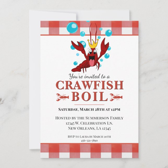 Crawfish Boil Seafood Sommer Familienkoch Einladung (Vorderseite)