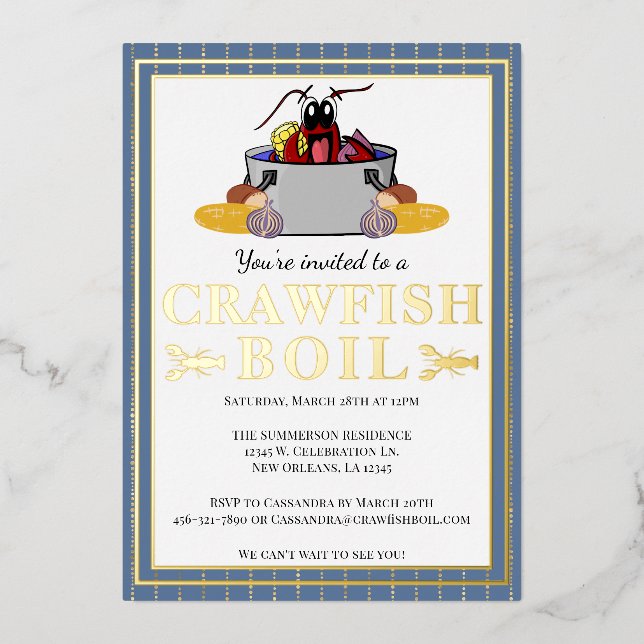 Crawfish Boil Summer Seafood Barbecue Party Folieneinladung (Vorderseite)