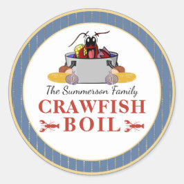 Crawfish Boil Summer Seafood Barbecue Party Runder Aufkleber